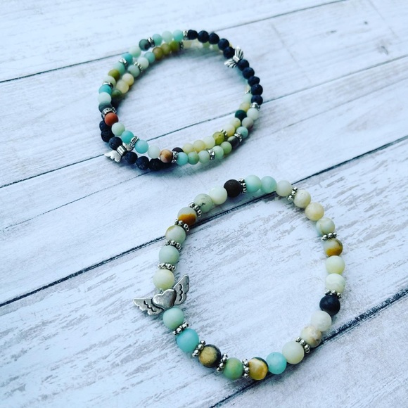 Essential Oil Diffuser Bracelets Amazonite Stack - Picture 4 of 7